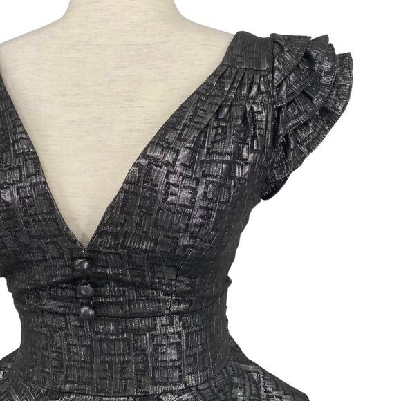 ARROGANT CAT NWT Dark Grey Metallic Multi Layered Jacquard Pencil Dress Size XS - Picture 3 of 11